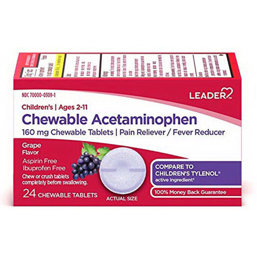 Leader Leader Children’s Acetaminophen 24 Chewable Tablets Medicine & Drugs White Smoke