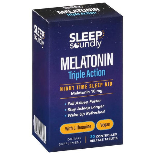 Sleep Soundly Sleep Soundly Melatonin Triple Action 10 Mg Tablets 30Ct Vitamins & Supplements Midnight Blue