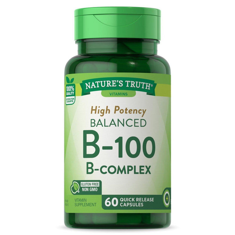 Nature's Truth Nature's Truth High Potency Balanced B-100 B- Complex Quick Release Capsules Vitamins & Supplements White Smoke