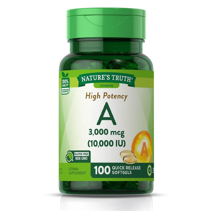 Nature's Truth Nature's Truth High Potency Vitamin A 10,000 IU Quick Release Softgels Vitamins & Supplements White Smoke