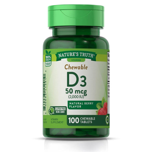 Nature's Truth Nature's Truth Vitamins 50 Mcg  Berry Flavor Vitamin D3 100 Tablets Vitamins & Supplements White Smoke