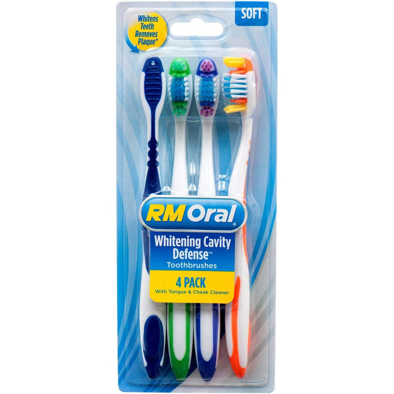RM Oral Rm Oral Whitening Cavity Defense Soft Toothbrush Value Pack 4Ea Toothbrushes Sky Blue