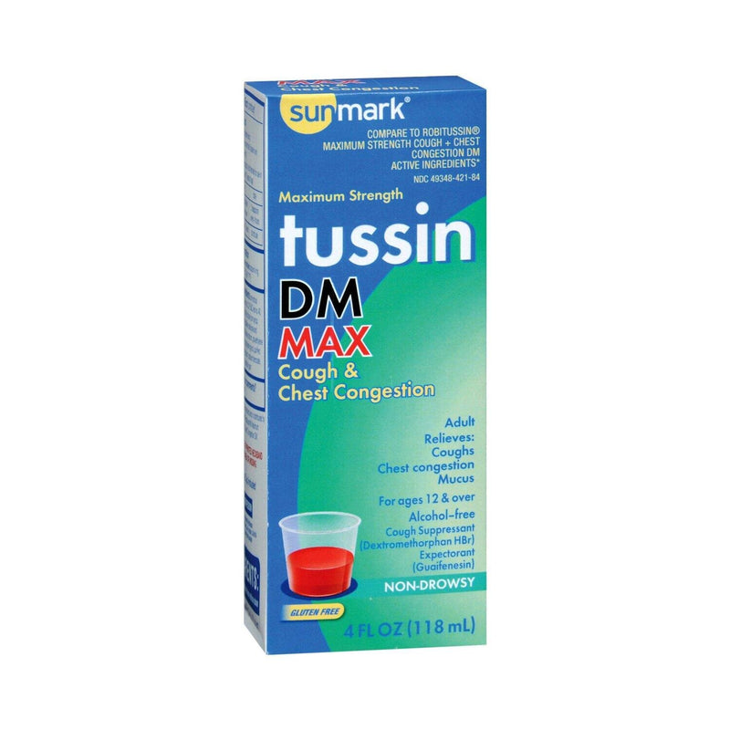 Sunmark Sunmark Non-Drowsy Maximum Strength Adult Tussin Cough & Chest Congestion DM 4Oz Liquid & Frozen Eggs Steel Blue