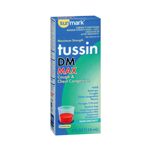 Sunmark Sunmark Non-Drowsy Maximum Strength Adult Tussin Cough & Chest Congestion DM 4Oz Liquid & Frozen Eggs Steel Blue