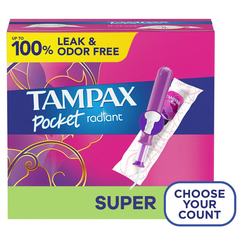 Tampax Tampax Pocket Radiant Super Absorbency Compact Tampons - 28ct Tampons White Smoke