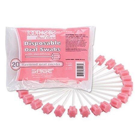 Toothette Toothette Disposable Flavored Oral Swabs With Dentifrice Oral Care White Smoke