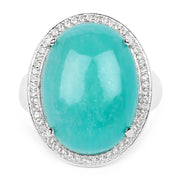 Bids.com 15.09 Carat Genuine Amazanite And White Topaz .925 Sterling Silver Ring Rings White Smoke size 6.00,size 7.00,size 8.00,size 9.00,size 5.00