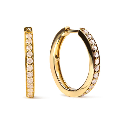 Bids.com 10K Yellow Gold 1/2 Cttw Round-Cut Diamond Hoop Earrings (I-J Color, I2-I3 Clarity) Earrings White Smoke Yellow.Gold / 0.5