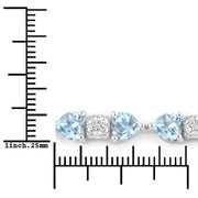Bids.com 11.10 Carat Genuine Blue Topaz and White Diamond .925 Sterling Silver Bracelet Bracelets White Smoke size 7.25