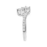 Bids.com 10K White Gold Two-Stone Miracle-Set Diamond Bypass Ring (1 Cttw, H-I Color, I1-I2 Clarity) - Size 6 Rings White Smoke 7 / White.Gold,8 / White.Gold,7.5 / White.Gold,6.5 / White.Gold,6 / White.Gold