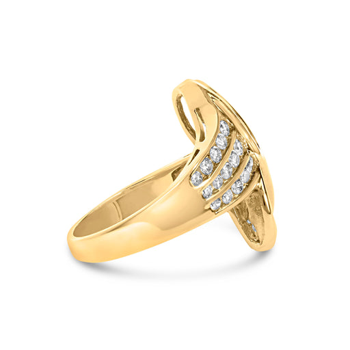 Bids.com 14K Yellow Gold 1 1/3 Cttw Channel Set Diamond Bypass Cocktail Ring (J-K Color, I1-I2 Clarity) - Ring Size 7 Rings White Smoke Yellow.Gold / 7