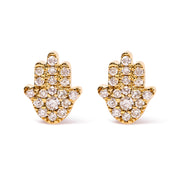 Bids.com 10K Yellow Gold Diamond Accented Hamsa Stud Earrings (H-I Color, I1-I2 Clarity) Earrings White Smoke Yellow.Gold / 0.125