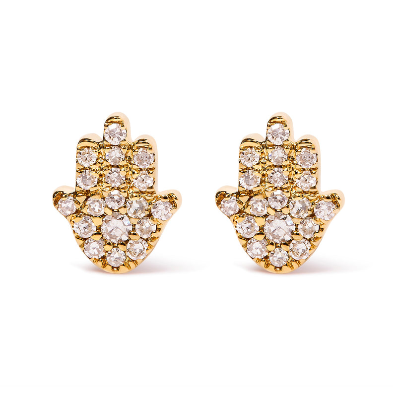 Bids.com 10K Yellow Gold Diamond Accented Hamsa Stud Earrings (H-I Color, I1-I2 Clarity) Earrings White Smoke Yellow.Gold / 0.125