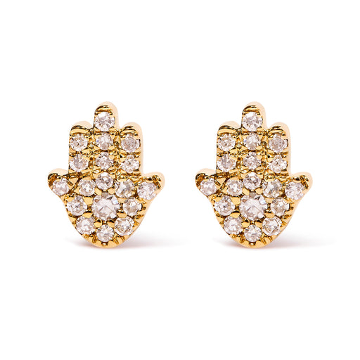 Bids.com 10K Yellow Gold Diamond Accented Hamsa Stud Earrings (H-I Color, I1-I2 Clarity) Earrings White Smoke Yellow.Gold / 0.125