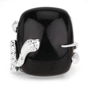 Bids.com 21.04 Carat Genuine Black Onyx and White Topaz .925 Sterling Silver Ring Rings Dark Slate Gray size 5.00,size 6.00,size 7.00,size 8.00,size 9.00