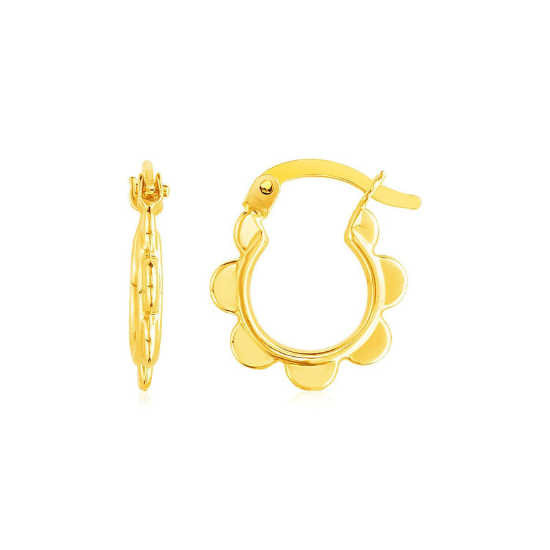 Bids.com 14k Yellow Gold Scalloped Hoop Earrings Earrings White Smoke Yellow Gold