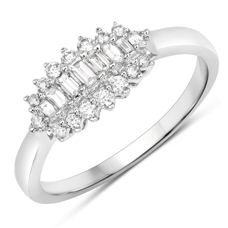 Bids.com 0.37 Carat Genuine White Diamond 14K White Gold Ring (E-F Color, VS-SI Clarity) Rings White Smoke size 8.00