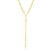 Bids.com 14k Yellow Gold Paperclip Chain Lariat Necklace Necklaces White Smoke 17 / Yellow Gold