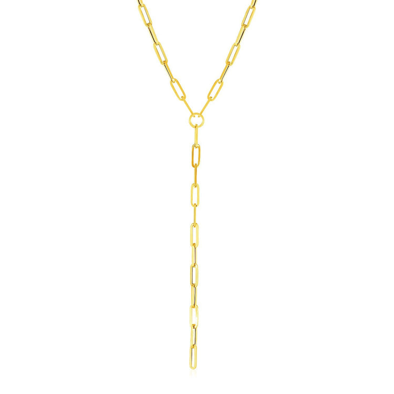 Bids.com 14k Yellow Gold Paperclip Chain Lariat Necklace Necklaces White Smoke 17 / Yellow Gold