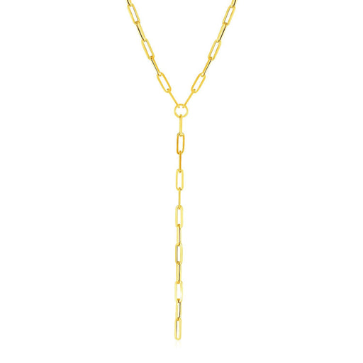 Bids.com 14k Yellow Gold Paperclip Chain Lariat Necklace Necklaces White Smoke 17 / Yellow Gold