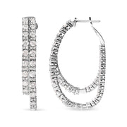 Bids.com 14K White Gold 4.0 Cttw Diamond Asymmetrical Inside Out Double-Hoop Earrings (I-J Color, I1-I2 Clarity) Earrings White Smoke White.Gold / 4