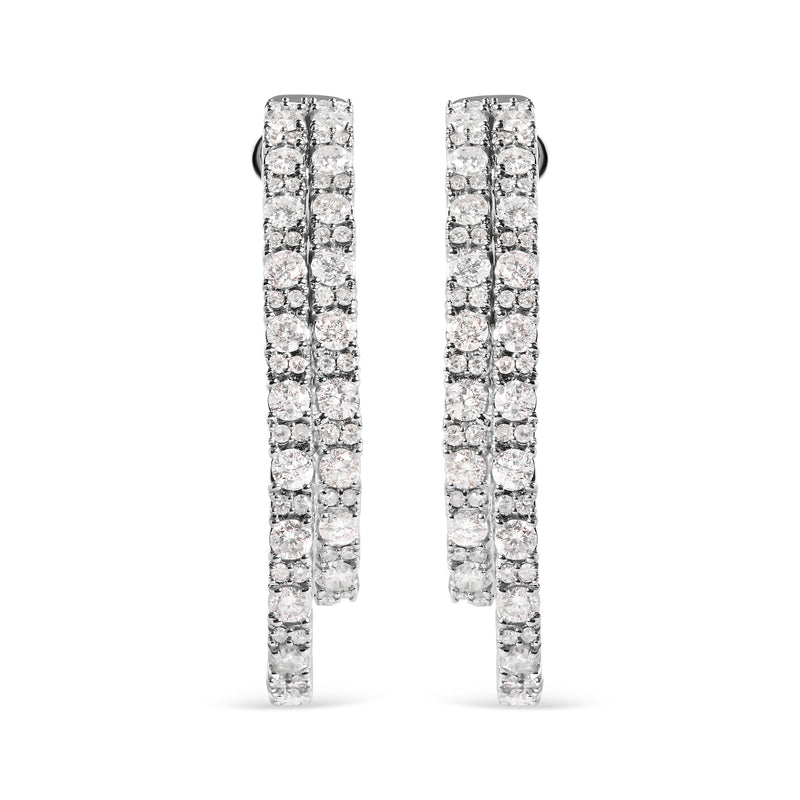 Bids.com 14K White Gold 4.0 Cttw Diamond Asymmetrical Inside Out Double-Hoop Earrings (I-J Color, I1-I2 Clarity) Earrings White Smoke White.Gold / 4