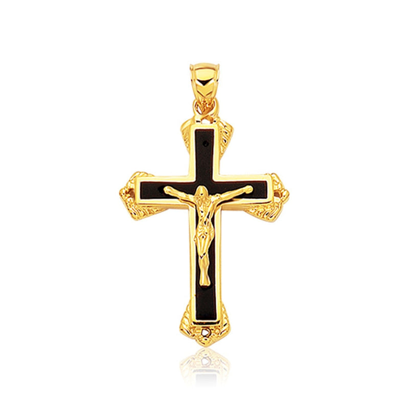 Bids.com 14k Yellow Gold Black Onyx Cross Pendant Pendants White Smoke Yellow Gold