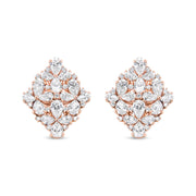 Bids.com 18K Rose Gold 8 1/3 Cttw Pear and Round Diamond Floral Cluster Omega Earrings (F-G Color, VS1-VS2 Clarity) Earrings White Smoke Rose.Gold / 8.36