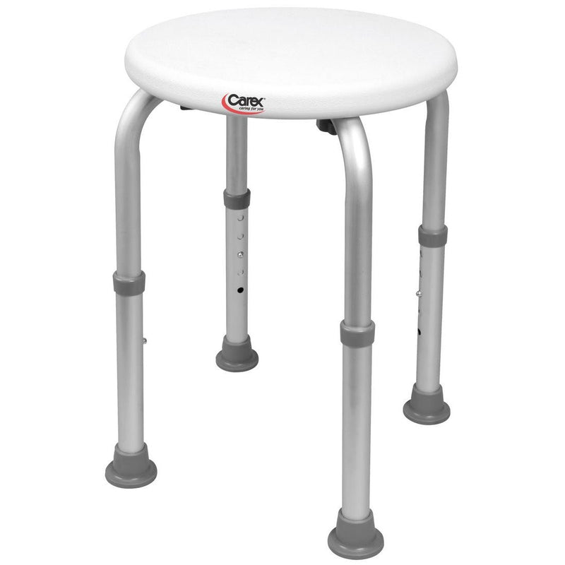 Carex Adjustable Compact Round Shower Stool – Heavy Duty Bath Safety Seat with Non-Slip Rubber Feet – Tool-Free Assembly Health & Beauty White Smoke