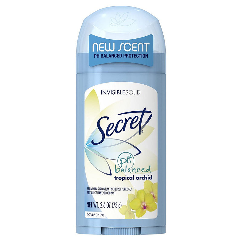 Secret Secret Antiperspirant/Deodorant, Tropical Orchid, Invisible Solid Deodorant White Smoke