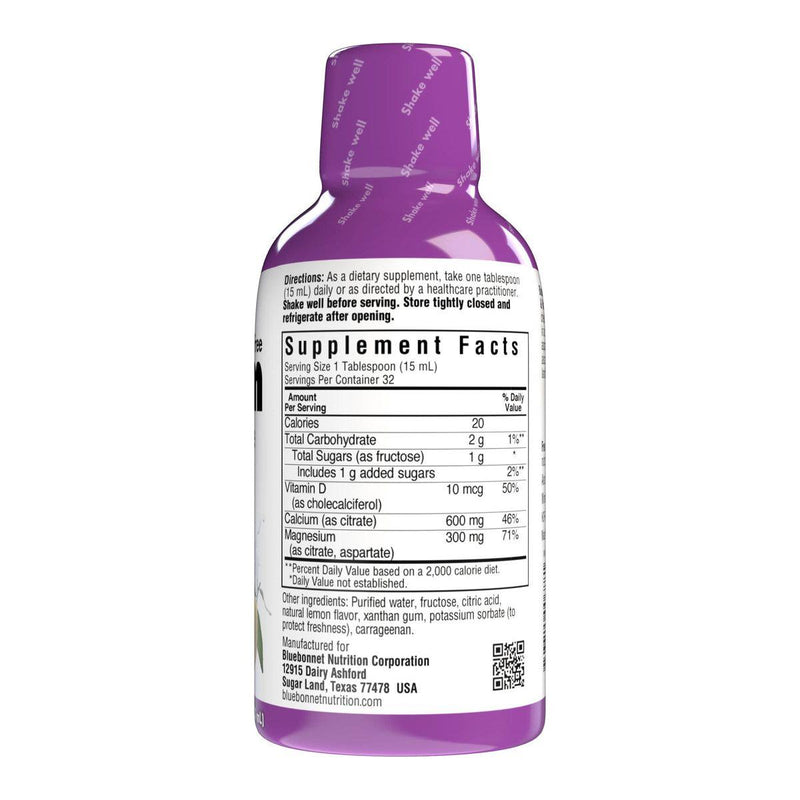 Bluebonnet Bluebonnet Liquid Calcium Magnesium Citrate Plus Vitamin D3, Lemon, 16 oz Vitamin & Mineral Supplement Light Gray