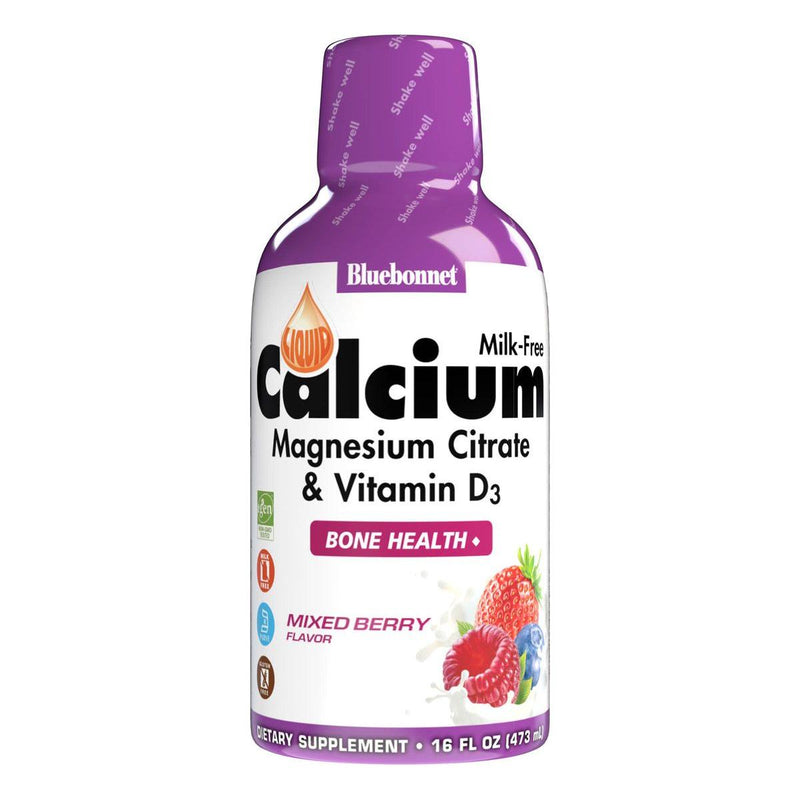 Bluebonnet Bluebonnet Liquid Calcium Magnesium Citrate Plus Vitamin D3, Mixed Berry, 16 oz Vitamins & Supplements Light Gray