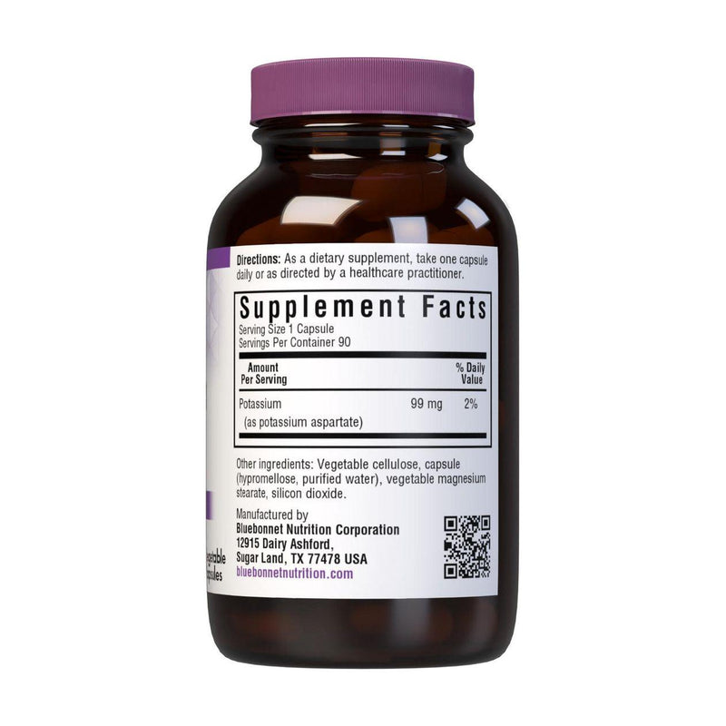 Bluebonnet BlueBonnet Potassium Vegetarian Capsules, 99 mg, 90 Count Potassium Supplement Black