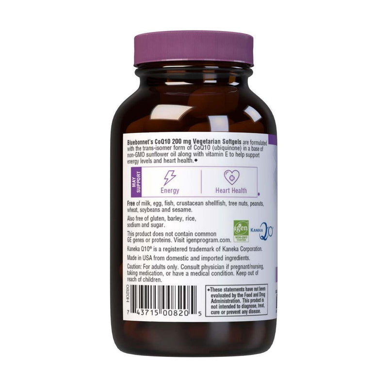 Bluebonnet BlueBonnet CoQ-10 200 mg, 60 Vegetarian Softgels Vitamins & Supplements Black