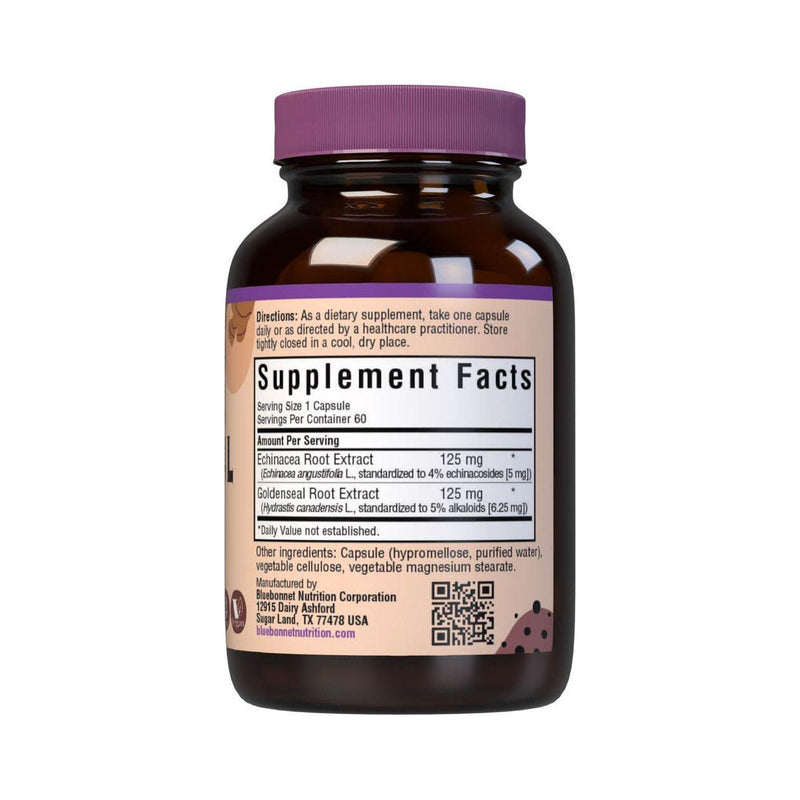 Bluebonnet Bluebonnet Standardized Echinacea Goldenseal Root Extract, 60 Vegetables Capsules Dietary Supplements Light Gray