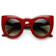 zeroUV Oversize Round Circle Pointed Cat Eye Sunglasses 9180 Sunglasses White Smoke Red Smoke