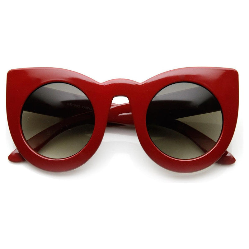 zeroUV Oversize Round Circle Pointed Cat Eye Sunglasses 9180 Sunglasses White Smoke Red Smoke