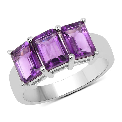 Bids.com 2.85 Carat Genuine Amethyst .925 Sterling Silver Ring Rings White Smoke size 6.00,size 7.00,size 8.00,size 5.00,size 9.00