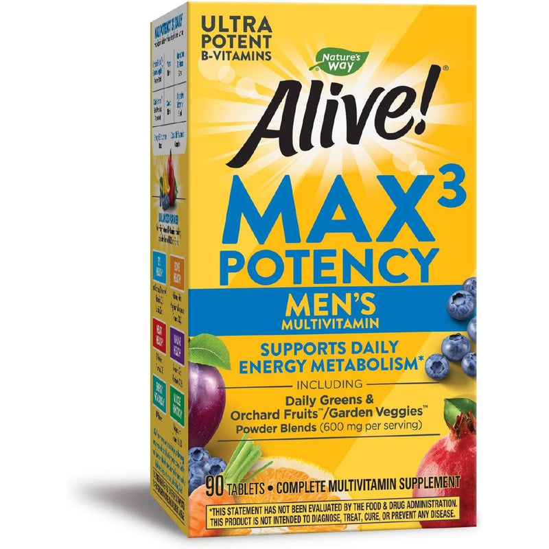 Nature's Way Nature's Way Alive! Max 3 Potency Multivitamin, Men’s 90 Tablets Vitamins & Supplements White Smoke