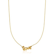 Bids.com 14k Yellow Gold Script LOVE Necklace Necklaces White Smoke 18 / Yellow Gold