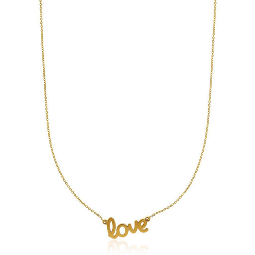 Bids.com 14k Yellow Gold Script LOVE Necklace Necklaces White Smoke 18 / Yellow Gold