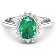 Bids.com 1.87 Carat Genuine Zambian Emerald  and White Diamond 14K White Gold Ring Rings White Smoke size 6.00,size 7.00,size 8.00,size 9.00