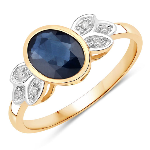 Bids.com 1.56 Carat Genuine Blue Sapphire and White Diamond 14K Yellow Gold Ring Rings White Smoke size 6.00,size 7.00,size 8.00,size 5.00,size 9.00