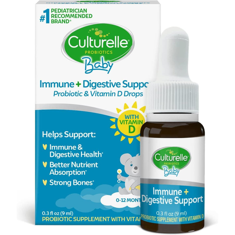 Culturelle Culturelle Baby Immune + Digestive Support Probiotic & Vitamin D Drops, 0.3 fl oz (9 mL) Vitamins & Supplements White Smoke