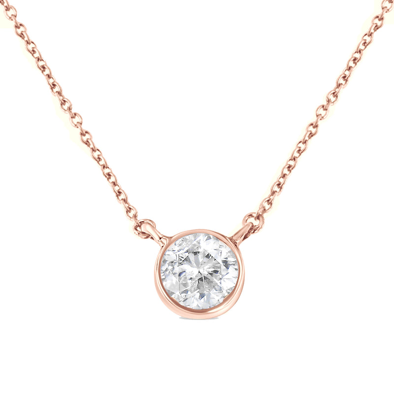 Bids.com .925 Sterling Silver 1/2 Cttw Diamond Bezel 18" Pendant Necklace (I-J Color, I2-I3 Clarity) Necklaces White Smoke White.Sterling Silver / 18,Yellow Plated .925 Sterling Silver / 18,Rose.Sterling Silver / 18