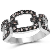 Bids.com 0.32 Carat Genuine Champagne Diamond .925 Sterling Silver Ring Rings White Smoke size 6.00,size 7.00,size 8.00,size 9.00