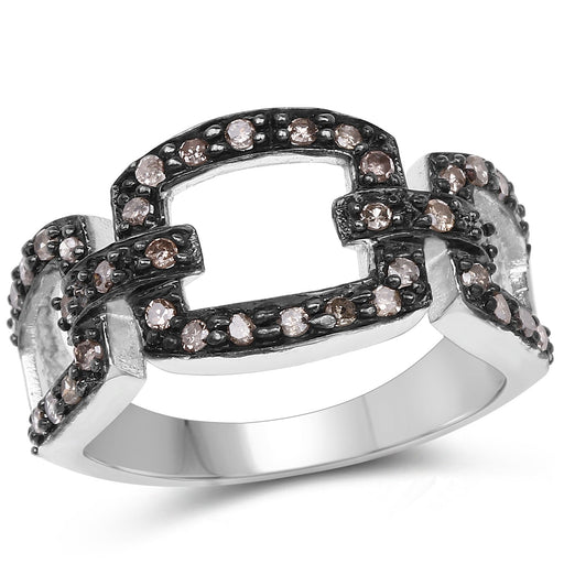 Bids.com 0.32 Carat Genuine Champagne Diamond .925 Sterling Silver Ring Rings White Smoke size 6.00,size 7.00,size 8.00,size 9.00