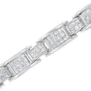 Bids.com 14K White Gold 5.0 Cttw Princess Cut Diamond Invisible Set Alternating Size D Shaped Links Tennis Bracelet (H-I Color, SI2-I1 Clarity) - 7â€ Bracelets White Smoke White.Gold / 7