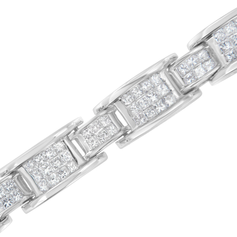 Bids.com 14K White Gold 5.0 Cttw Princess Cut Diamond Invisible Set Alternating Size D Shaped Links Tennis Bracelet (H-I Color, SI2-I1 Clarity) - 7â€ Bracelets White Smoke White.Gold / 7
