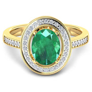 Bids.com 1.87 Carat Genuine Zambian Emerald and White Diamond 14K Yellow Gold Ring Rings White Smoke size 6.00,size 7.00,size 8.00,size 9.00,size 5.00